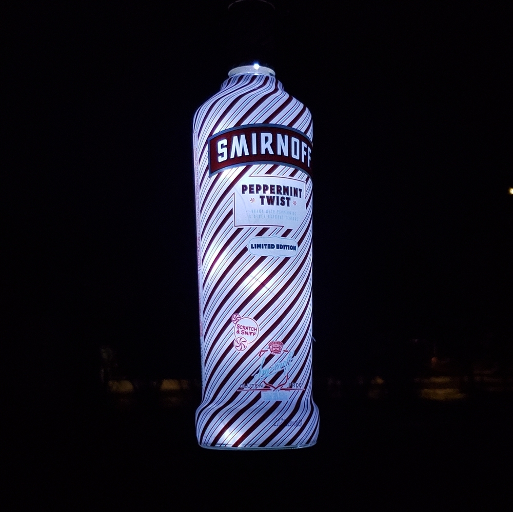 Hanging Solar Bottle Light ~ Peppermint Smirnoff Lantern